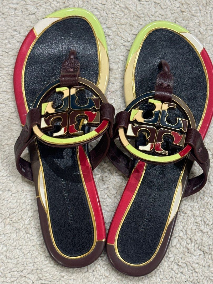 Authentic Tory Burch Miller Enamel slippers Sandals flats 6M