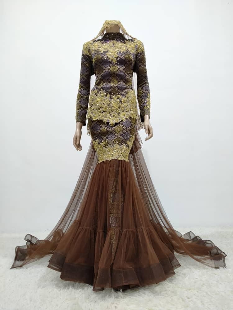 baju pengantin songket long dress