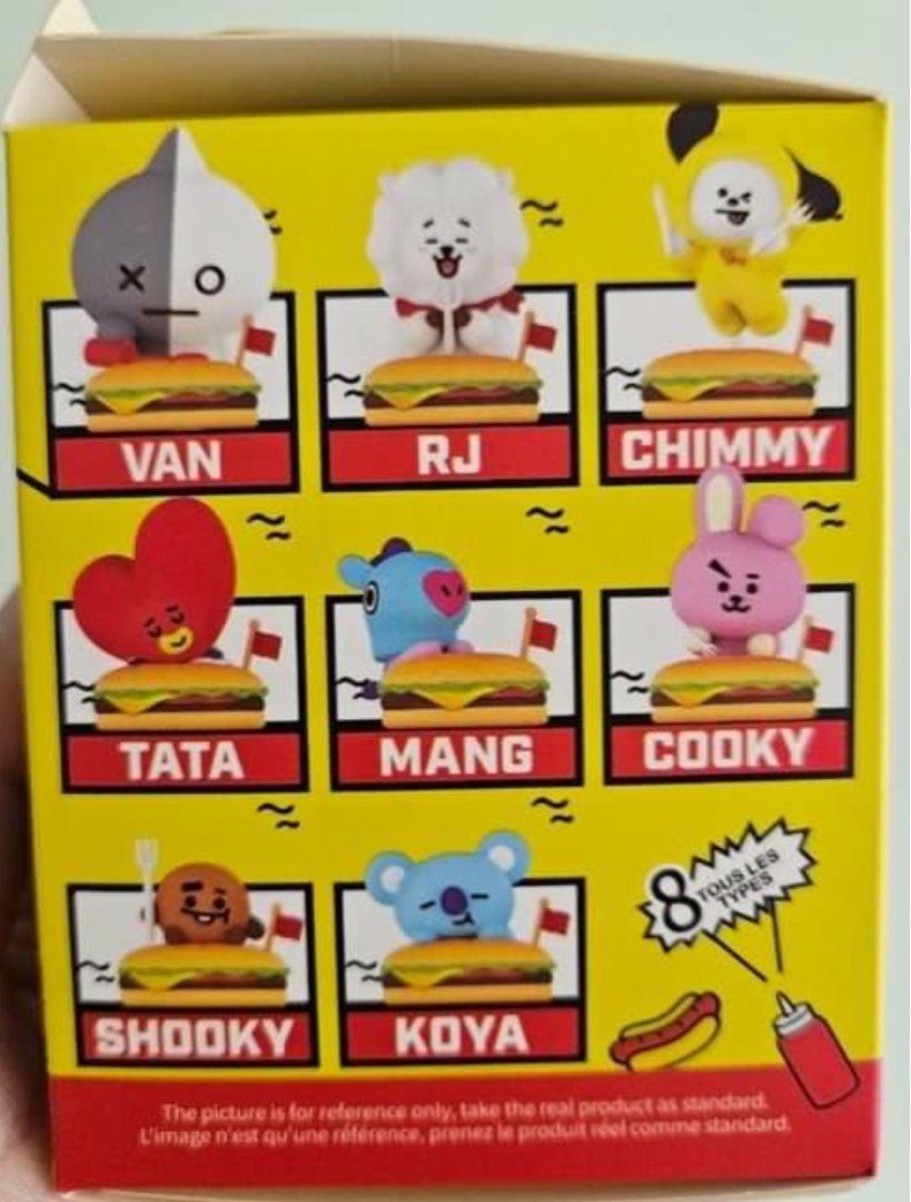 BT21 Burger Party Miniso Blind Box Sealed Set (Category: Designer & Blind Box Toys) located in San Juan City. Submitted by divch (Listing ID 1328996747, Image 2). Description: Selling as set. All sealed..