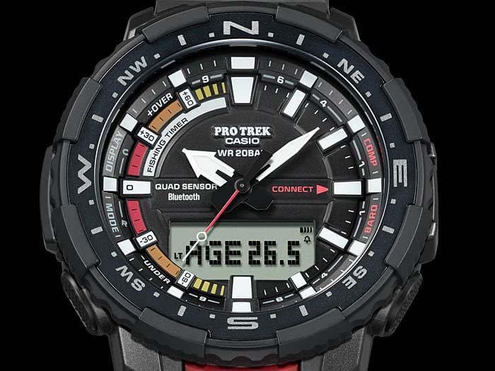 Casio Pro Trek Fishing PRT-B70-1E (Category: Men's Watches) located in Manila. Submitted by seikowatchfactory (Listing ID 1329020131, Image 3). Description: BNIB 10/10 Model: Casio Pro Trek PRT-B70-1ER Price: 9995 pesos Specifications: Fishing Timer Case Size: 57.5 x 50.8 x16.8mm Case and Bezel Material: Resin/Aluminum 200-meter Water Resistance Approx. Battery life: 2 years on CR2025 Weight: 73g Resin Band Wireless linking using Bluetooth Minera