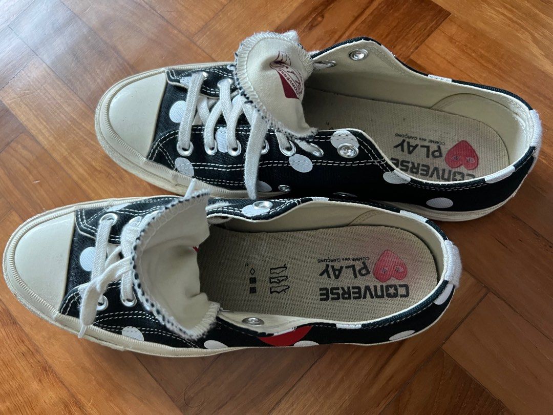 CDG Play Converse Polka Dot Black Luxury Sneakers Footwear on Carousell