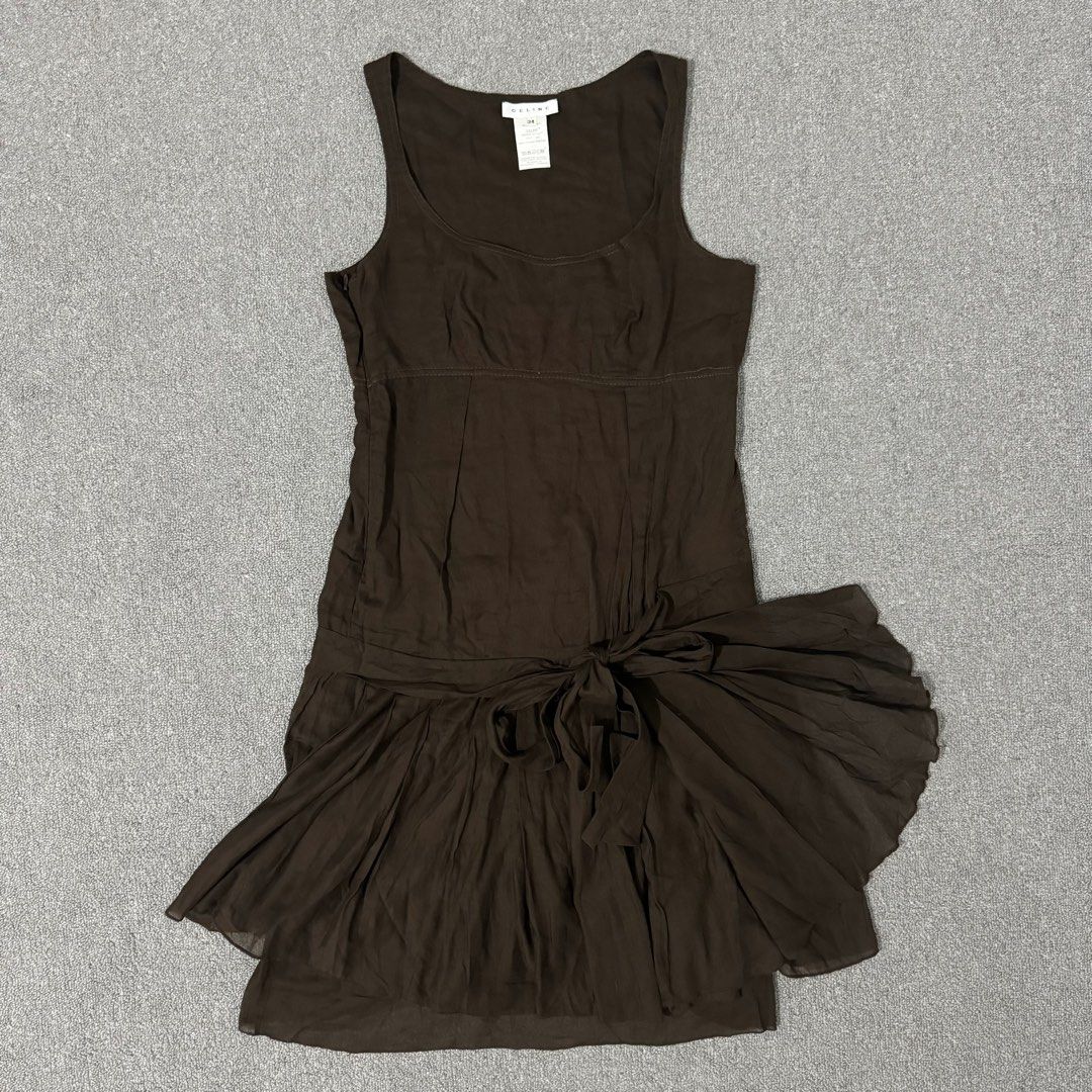 Celine Vintage Brown Sleeveless Knee Dress