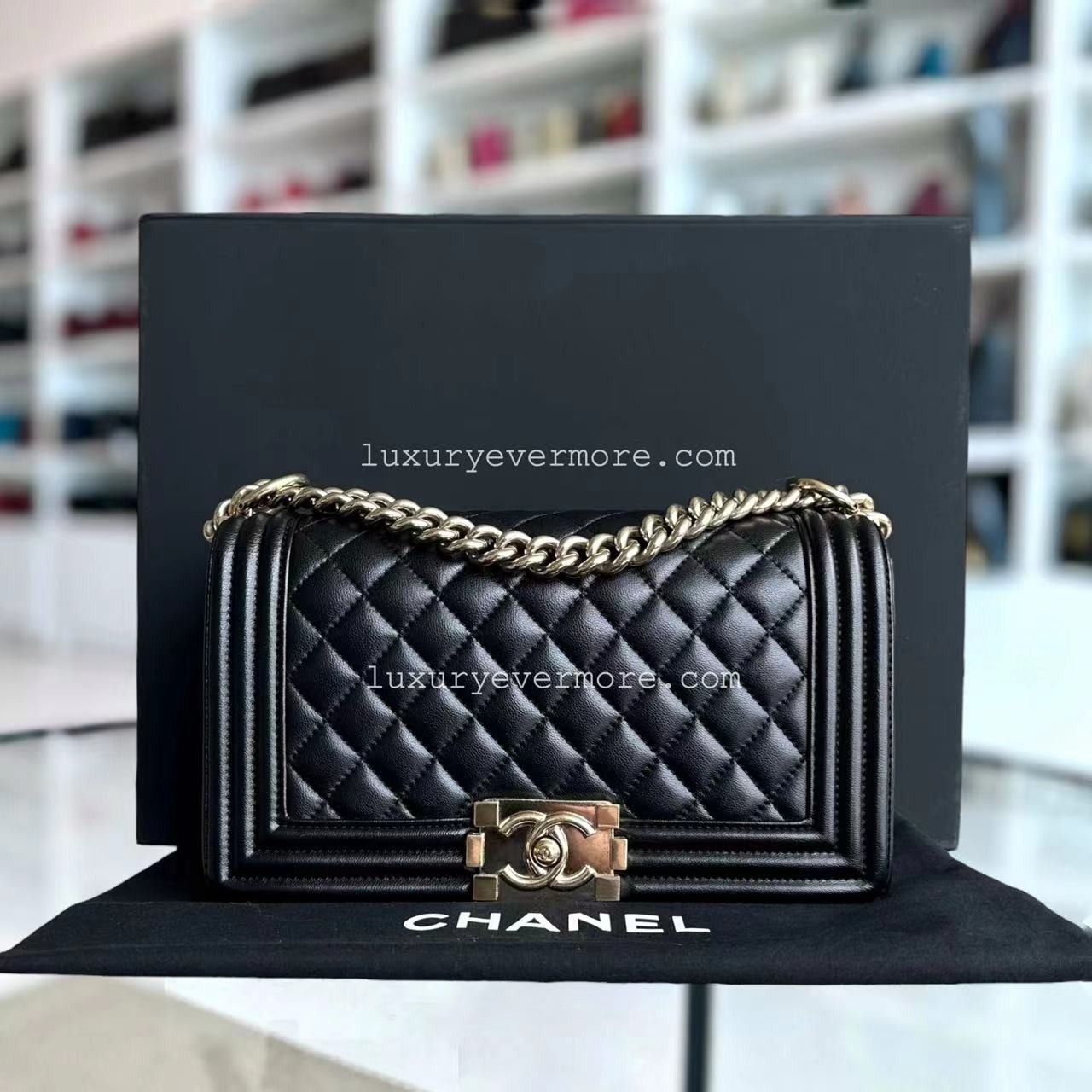 Chanel boy bag black silver cheap