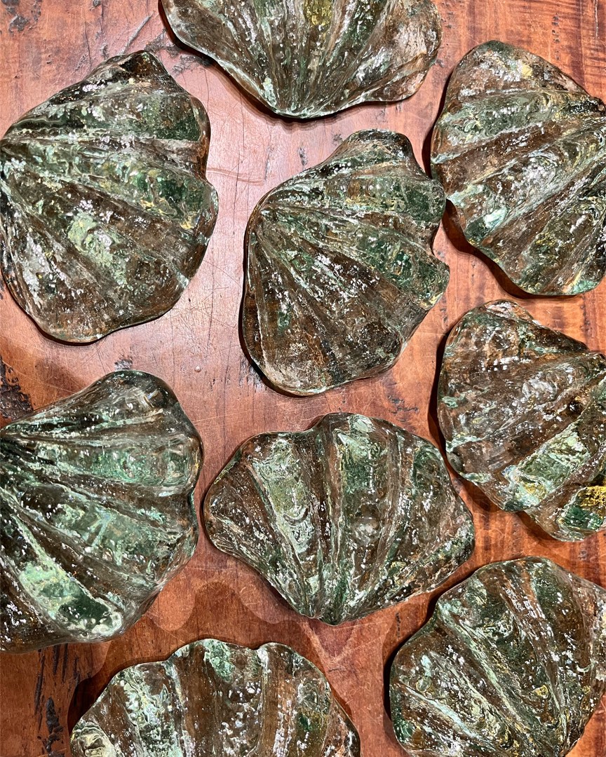 clam shell shape green glass, Furniture & Home Living, Home Decor ...