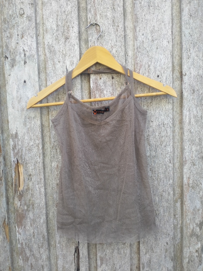 Top/t-shirt Cop-Copine 100% Lin Beige - Taille S (36/38) - Manches Corde - Occasion TB