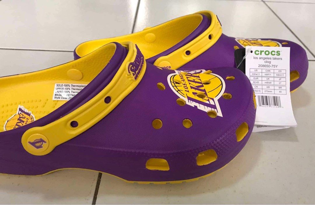 Crocs LA Lakers Clogs 9 11 Mens (Category: Slippers & Slides) located in Santa Rosa. Submitted by miqboutique (Listing ID 1328977927, Image 3). Description: Crocs LA Lakers Clog Size 9 Mens ₱2,199 + sf •Ready to ship •Open for layaway •Guaranteed Original Fb page: Miq's Boutique.