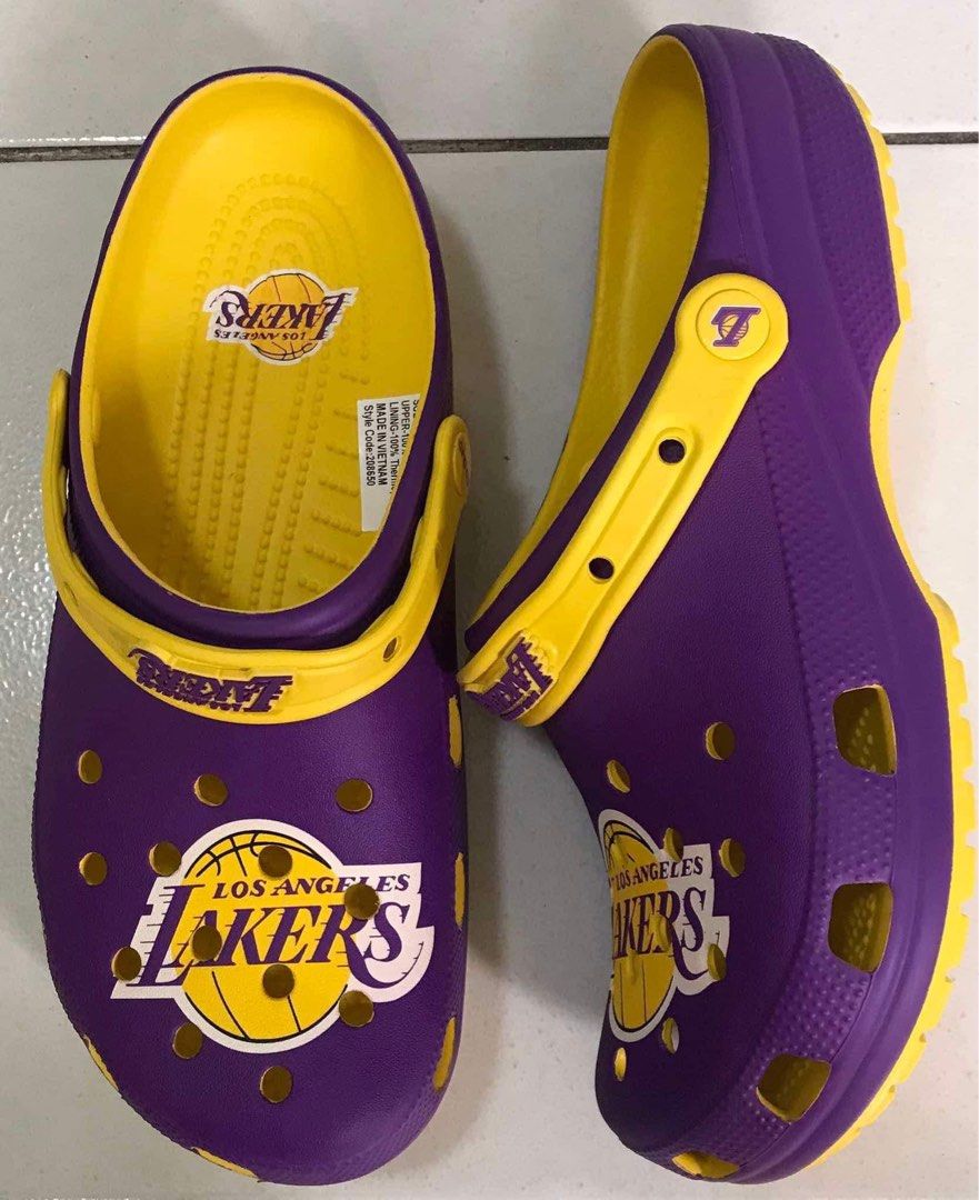 Crocs LA Lakers Clogs 9 11 Mens (Category: Slippers & Slides) located in Santa Rosa. Submitted by miqboutique (Listing ID 1328977927, Image 2). Description: Crocs LA Lakers Clog Size 9 Mens ₱2,199 + sf •Ready to ship •Open for layaway •Guaranteed Original Fb page: Miq's Boutique.