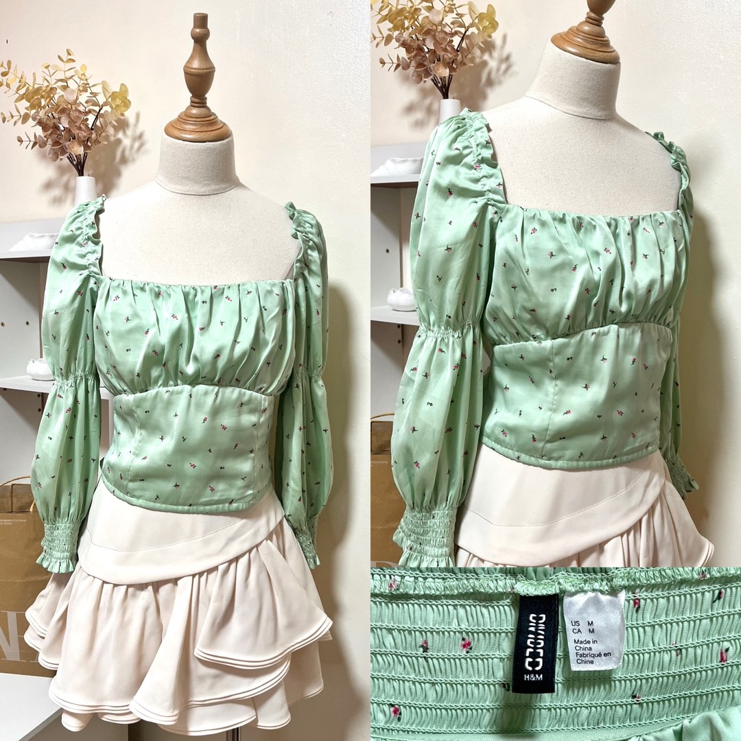Mint Green Satin Open Tie Back Crop Top