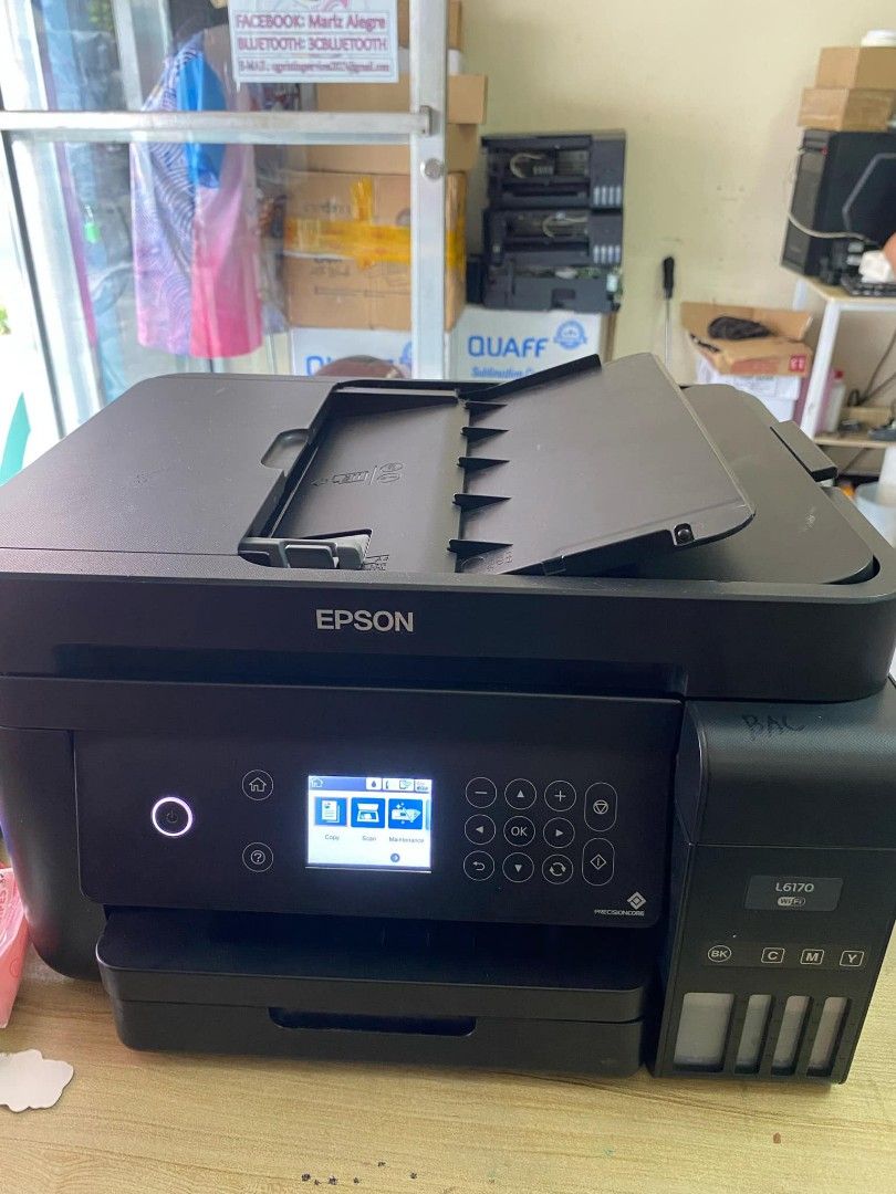 EPSON L6170 (Category: Printers, Scanners & Copiers) located in Manila. Submitted by allly_ (Listing ID 1329003171, Image 2). Description: EPSON L6170 FOR SALE Print Up to Legal Size Scan & Xerox Up to Legal Size Brand New Head Installed with ADF & WIFI Duplex Borderless with 3 months warranty Free Full Tank Ink Perfect for Business! ₱ 10,800 Available for: Pick up Delivery Shipping ( LBC ) Loc: Malolos Bulacan ( gilid ng NBI, red na tent ) Messa