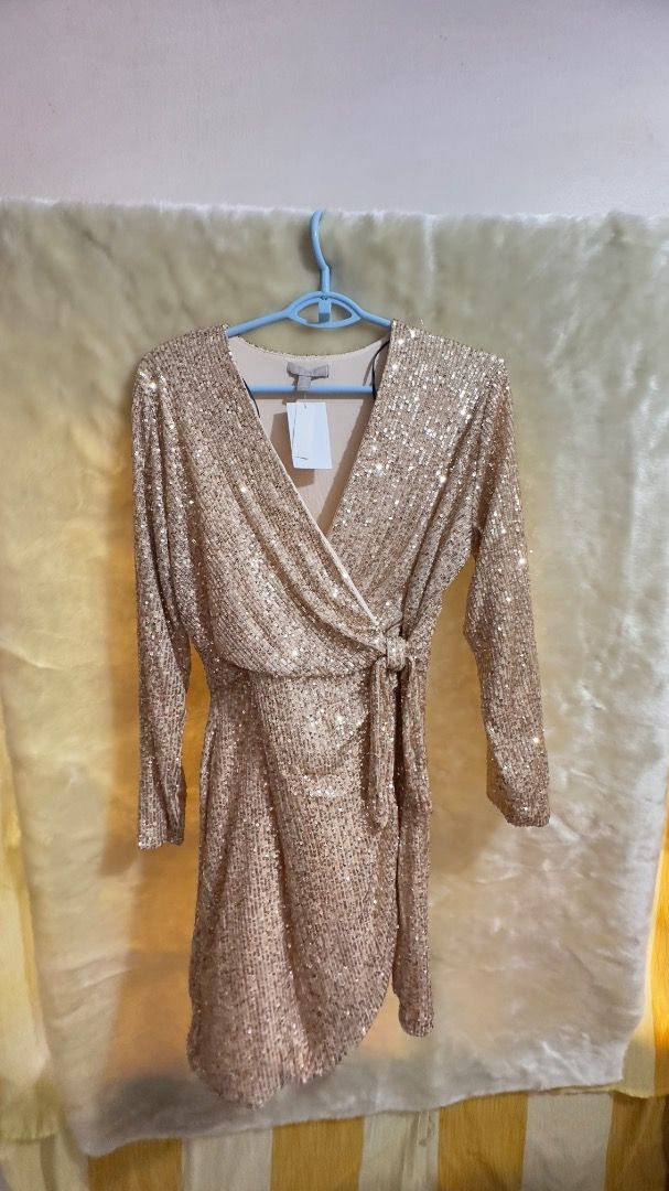 h&m champagne dress H&M Envelope Mini Dress in Champagne