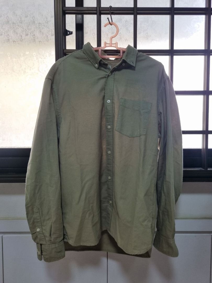 H&M Regular Fit Oxford Shirt (Sage Green), Men's Fashion, Tops