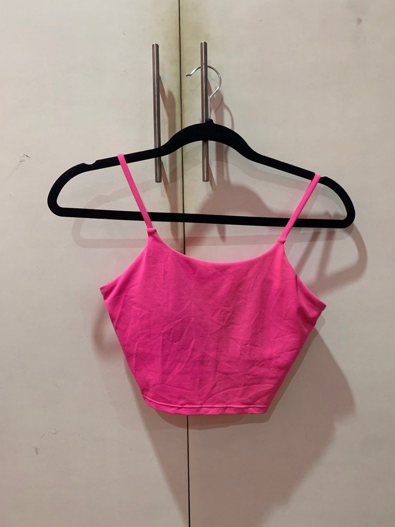 Hot Pink Cami Tank Top Going Out Workout (Category: Sleeveless) located in Quezon City. Submitted by arttstuff (Listing ID 1328987985, Image 1). Description: 🫶 used once or twice lang 🫶 with built-in padding hehe 🫶 tight fit kaya perfect as a basic top 🫶 perfect for nights out also!!! fits medium frames pero tight talaga.