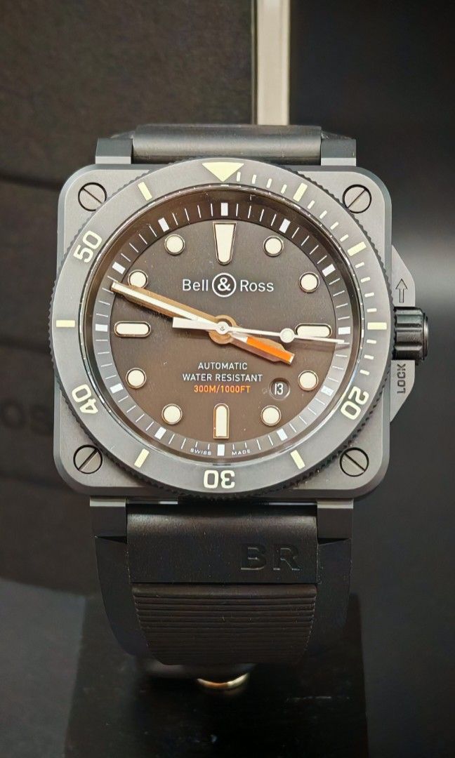 Johan BELL & ROSS BR0392 Diver Ceramic Matt 42mm Men Watch, Luxury ...