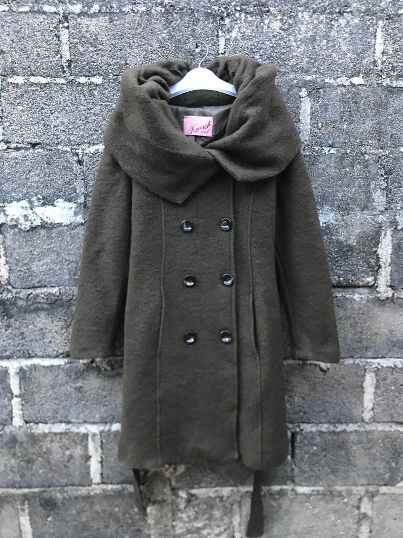 Waterfall collar trench coat shop