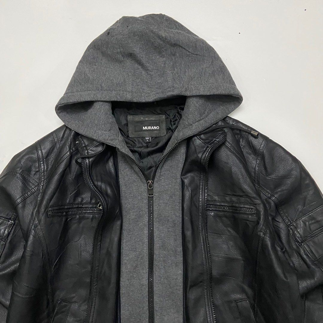 Murano Vintage Bikers Leather Jacket, Fesyen Pria, Pakaian Baju