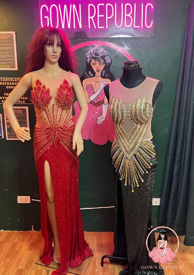 PAGEANT GOWNS - FOR RENT (Category: Evening dresses & gowns) located in Mandaluyong City. Submitted by elliee11_ (Listing ID 1329093586, Image 2). Description: 💌 PM ME or GOWN REPUBLIC for inquiries and reservations 📞 09634814560 ₱3,000 (+ ₱2,p00 refundable security deposit) ╰ payment via gcash, bpi, cash ╰ max of 3 days rent Size S-M ╰ wl: 22-28” Location: 570 Sierra Madre Street, Brgy. Highway Hills, Mandaluyong city ╰ shipping fee c/o renter