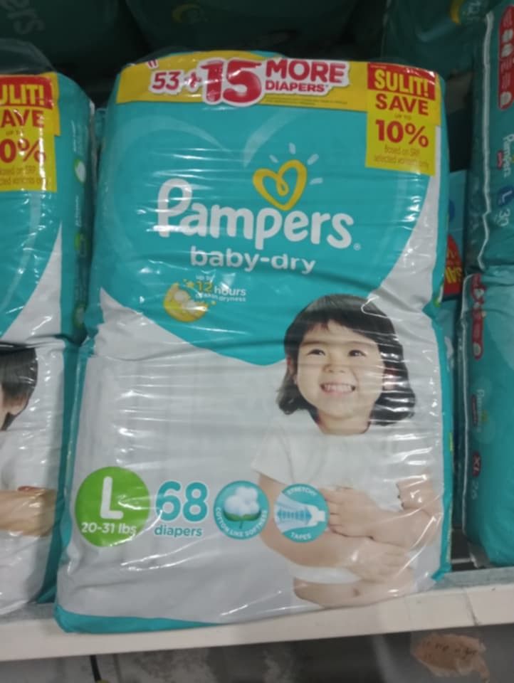 PAMPERS LARGE TAPE 68PCS. (Category: Diapers & Baby Wipes) located in Manila. Submitted by sweetieteapascua (Listing ID 1328974290, Image 1). Description: PAMPERS LARGR TAPE 68PCS-650 PAMPERS XL TAPE 60PCS-650 PAMPERS XXL TAPE 50PCS-600 PAYMENT -COD,GCASH, BANKTRANSFER.