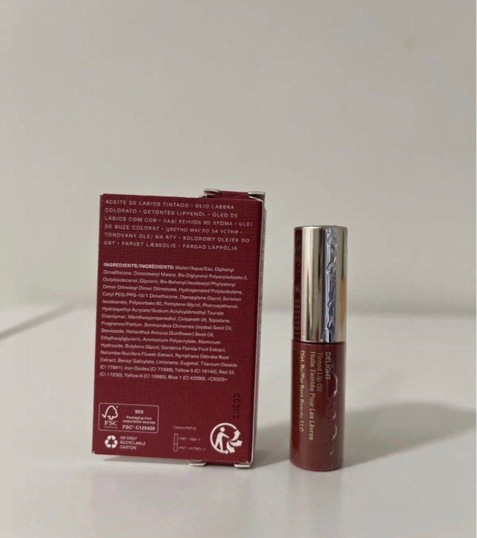 Rare Beauty Mini Lip Oil (Category: Makeup) located in Taguig. Submitted by _dashii (Listing ID 1329089383, Image 2). Description: Rare Beauty Lip Oil Shade: Delight MINI SIZE guaranteed authentic! From HK.