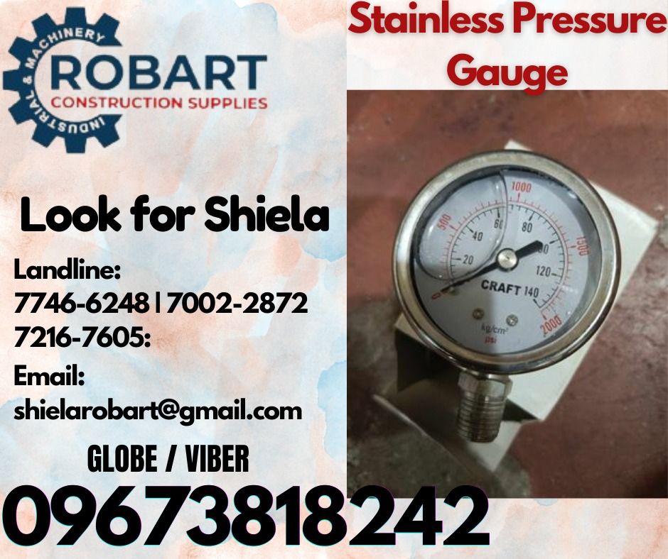 Stainless Pressure Gauge 2" (Category: Construction Tools & Equipment) located in Caloocan City. Submitted by shielaroba44709 (Listing ID 1329018416, Image 1). Description: Stainless Pressure Gauge 2" x 2000 PSI bottom connect 1/4 npt oil filled with/factory calib cert 𝑹𝑶𝑩𝑨𝑹𝑻 𝑪𝑶𝑵𝑺𝑻𝑹𝑼𝑪𝑻𝑰𝑶𝑵 𝑺𝑼𝑷𝑷𝑳𝑰𝑬𝑺 Office Address: 1405 Yuseco St. Sta Cruz Manila SEND US MESSAGE FOR INQUIRIES ‼️ ‼️ Call: 09673818242 / 09662708845 Vibr - (0