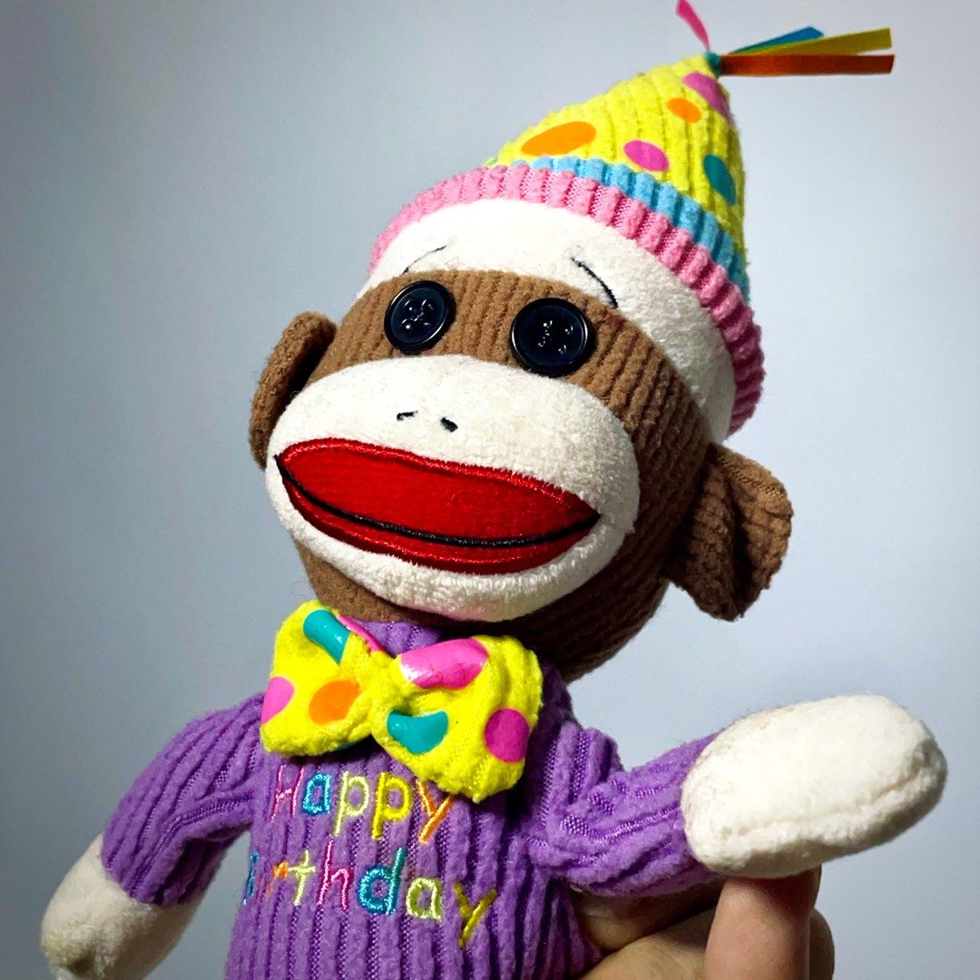 Vintage Limited Edition TY BEANIE BABY Happy Birthday Sock Monkey Collectible Plush Stuffed Toy Hobbies Toys Toys Games on Carousell