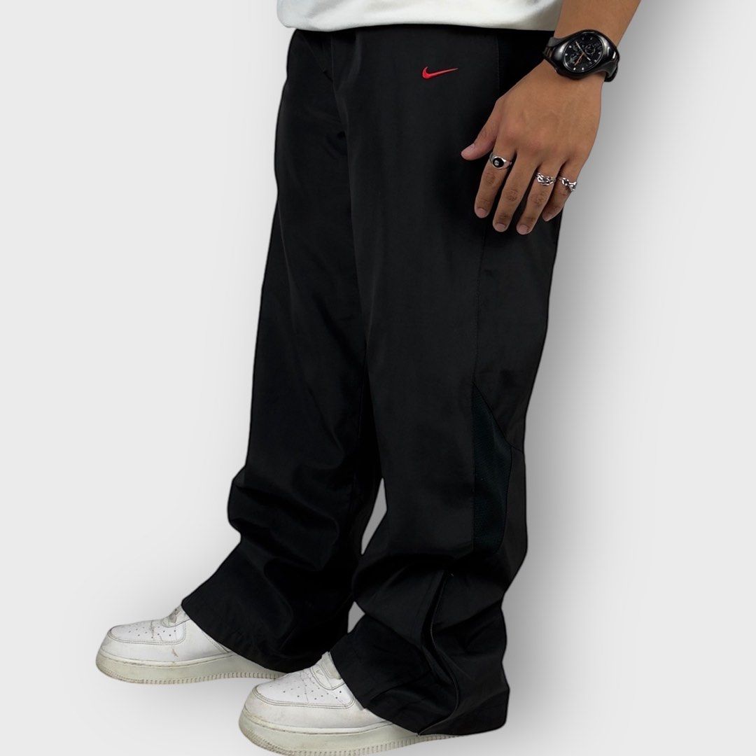Y2k Nike Baggy Black Track Pants Unisex Loose Fit Track Pants Retro Style Athletic Pants Y2k Track Pants Retro Pants Iconic Nike Red Logo