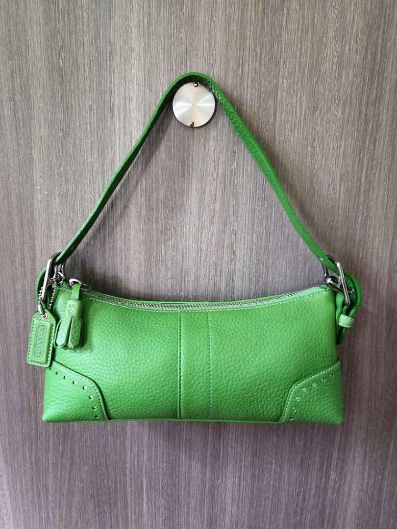 💯 Auth Coach 5052 Hamilton Pebbled Leather Vintage Shoulder Bag in Green  Kiwi