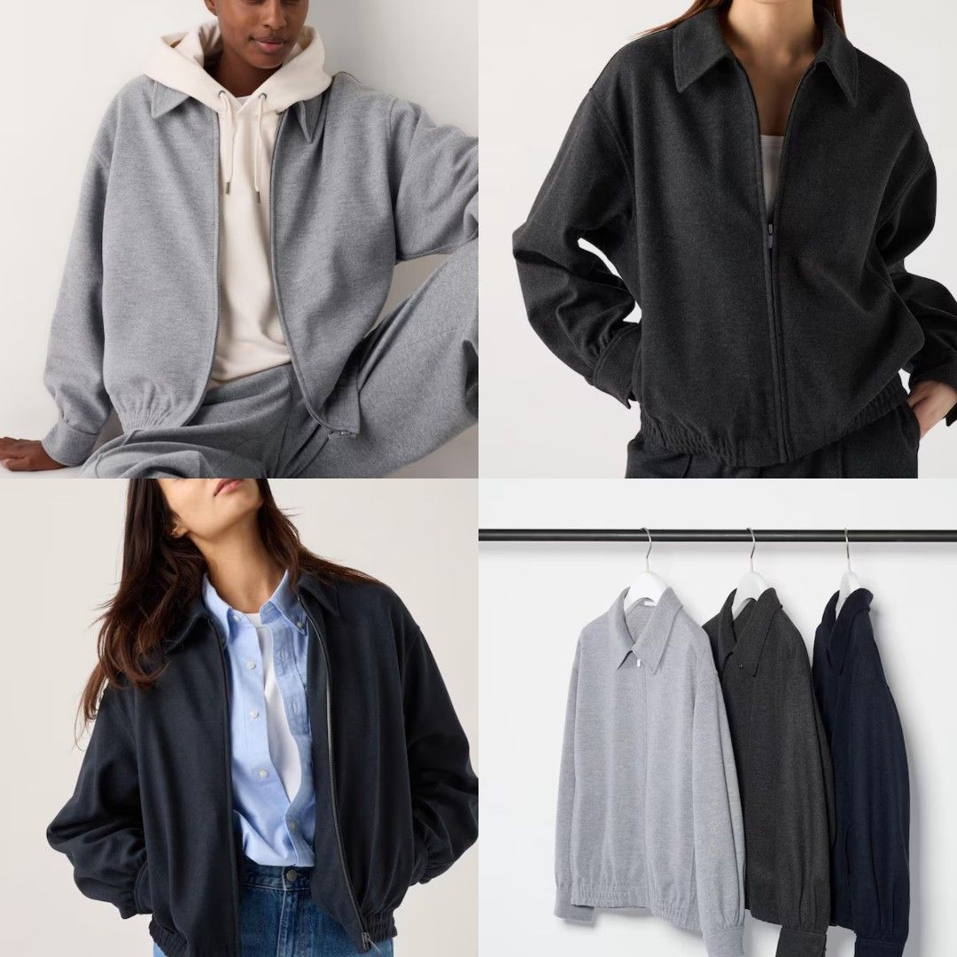 BNWT UNIQLO Brushed Jersey Oversized Blouson, Women's Fashion