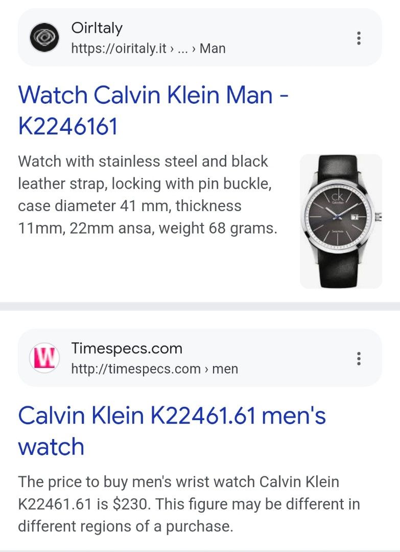 Calvin Klein Mens Watch K22461 Men s Fashion Watches Accessories Watches on Carousell