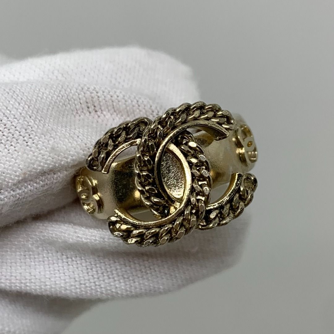 CHANEL GOLD COLOUR CHAIN CC 12P RING 247050245 WE