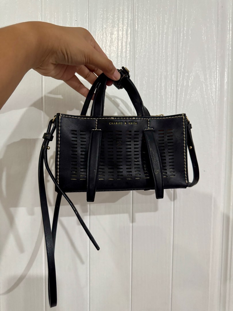Charles Keith Laser Cut Double Top Handle Bag Women s Fashion Bags Wallets Cross body Bags on Carousell