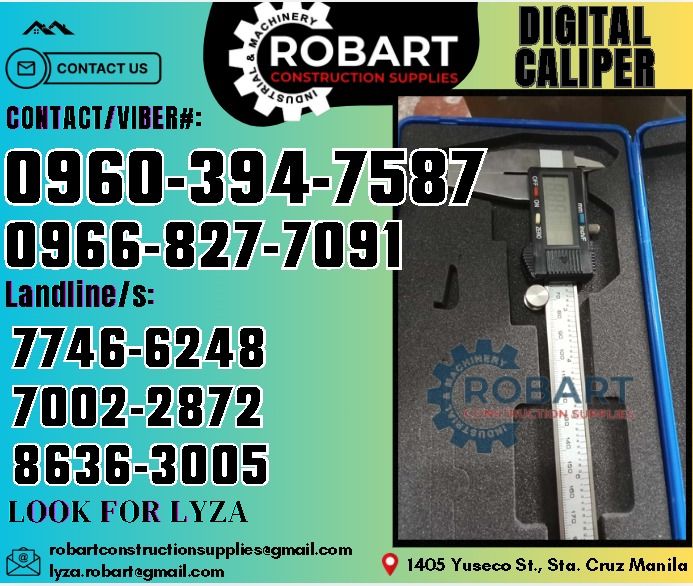 Digital Caliper (Category: Construction Tools & Equipment) located in Manila. Submitted by lyzarobart11 (Listing ID 1329168021, Image 1). Description: Digital Caliper 12" 𝑹𝑶𝑩𝑨𝑹𝑻 𝑪𝑶𝑵𝑺𝑻𝑹𝑼𝑪𝑻𝑰𝑶𝑵 𝑺𝑼𝑷𝑷𝑳𝑰𝑬𝑺 𝒪𝒻𝒻𝒾𝒸𝑒 𝒜𝒹𝒹𝓇𝑒𝓈𝓈: 𝟣𝟦𝟢𝟧 𝒴𝓊𝓈𝑒𝒸𝑜 𝒮𝓉. 𝒮𝓉𝒶 𝒞𝓇𝓊𝓏 𝑀𝒶𝓃𝒾𝓁𝒶 ꜱᴇɴᴅ ᴜꜱ ᴍᴇꜱꜱᴀɢᴇ ꜰᴏʀ ɪɴQᴜɪʀɪᴇꜱ ‼️ ‼️ ɢʟᴏʙᴇ: (0966-827-7091) ꜱᴍʀᴛ - (0960-394-7587) ᴠɪʙʀ - (0960-394-7587) ʟᴀɴᴅʟɪɴᴇ: (8636-ʟᴏᴏᴋ ꜰᴏʀ ʟʏᴢᴀ -80