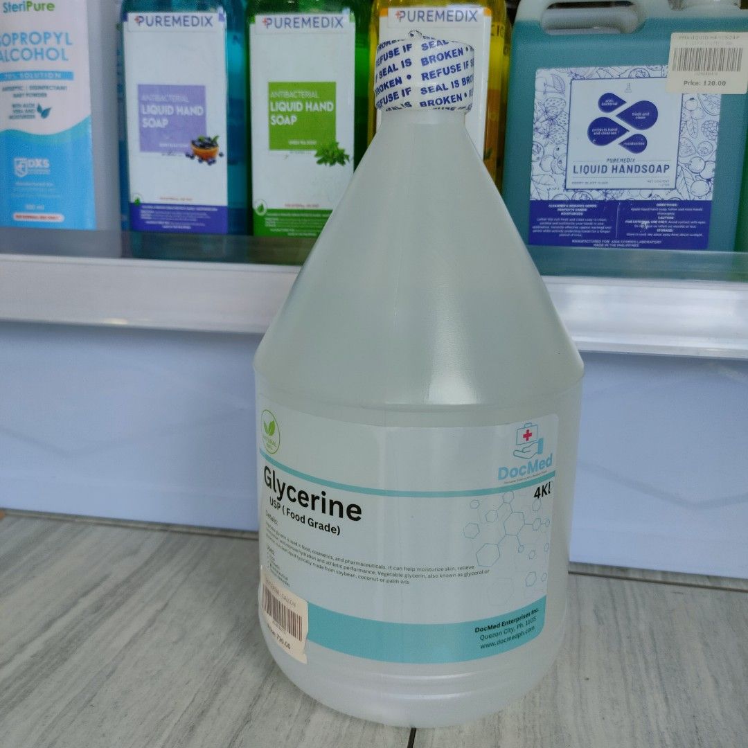 DOCMED USP GLYCERINE 4KILOS (Category: Medical Supplies & Tools) located in Quezon City. Submitted by staffmarke01383 (Listing ID 1329177484, Image 1). Description: .