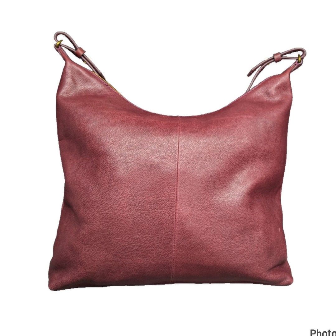 Fossil Cleo Hobo Cabernet Red Leather Shoulder Bag
