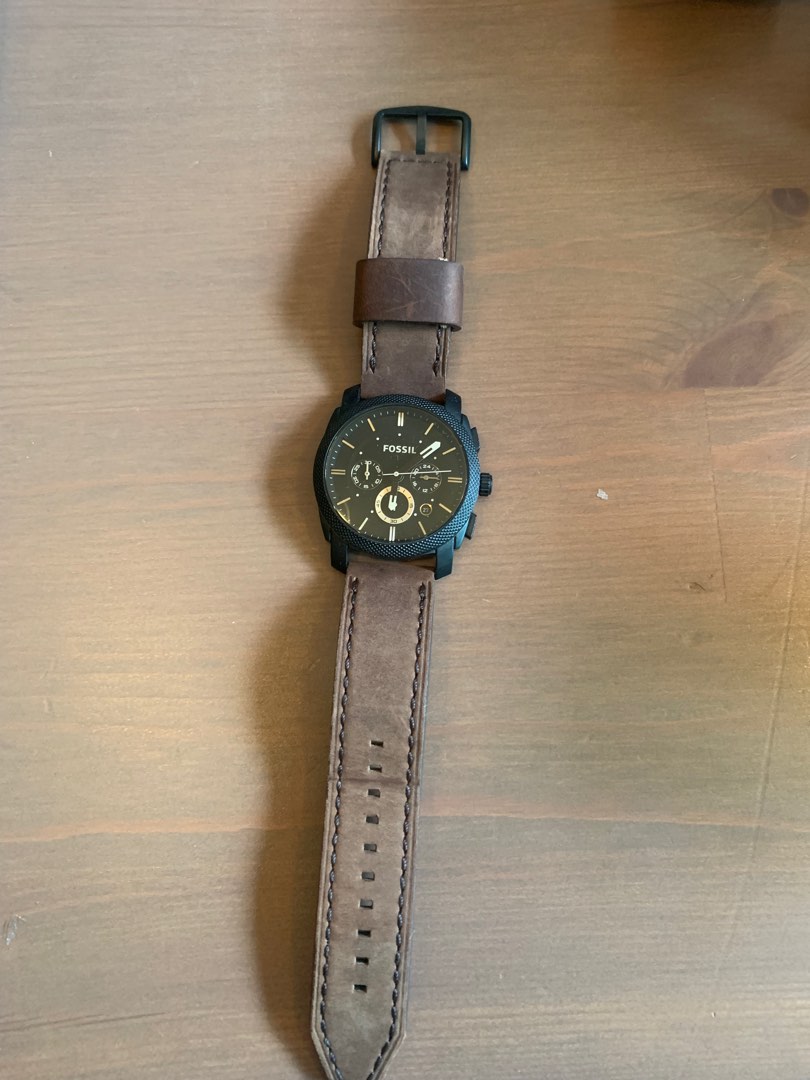 Fossil Machine Mid Size Chronograph Brown Leather Watch FS4656 Men s Fashion Watches Accessories Watches on Carousell
