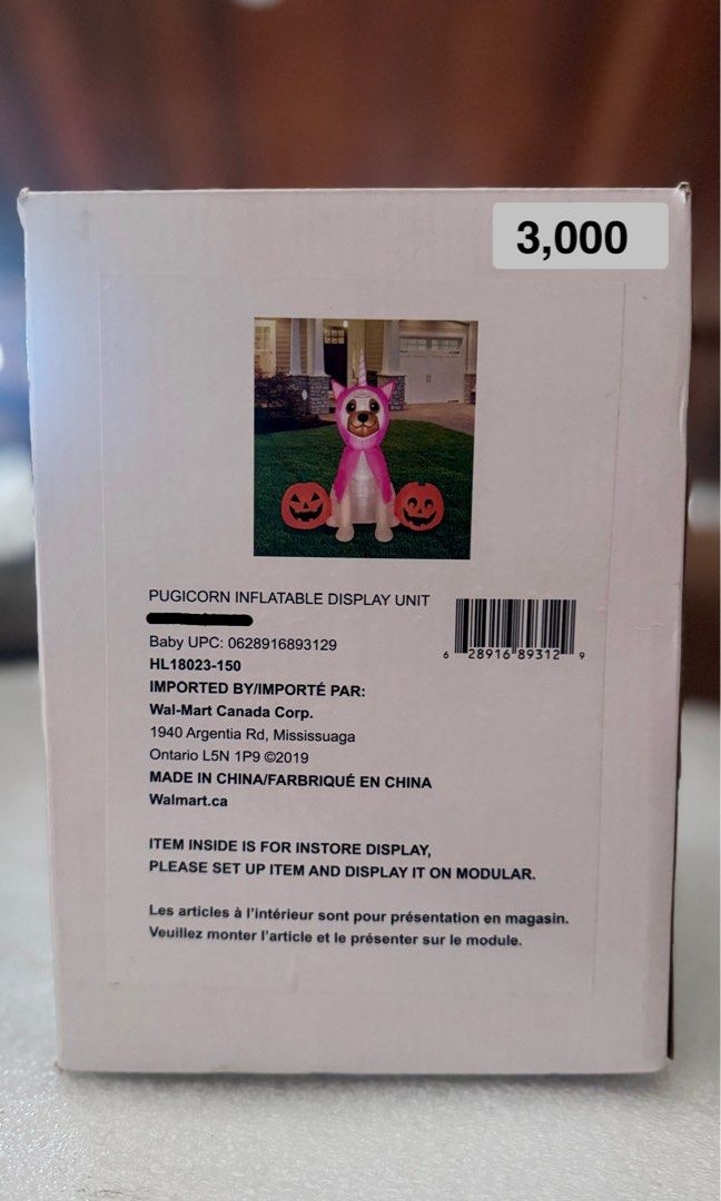 Halloween Inflatable Decoration - Pugicorn with Pumpkins (Category: Occasions & Party Supplies) located in Taytay. Submitted by everythingonline888 (Listing ID 1329201485, Image 1). Description: Pugicorn Halloween Decor (Unused store display unit) •5 ft. Wide •Airblown Inflatable •Self inflates in seconds •Easy set up Pick-up location: Taytay near NCBA Deliver: via Lalamove Mop: Gcash, BPI, BDO.