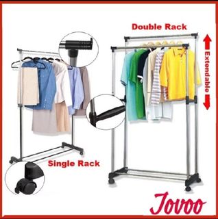 KL Readystock New Double pole clothes rack with storage rack, clothes ...