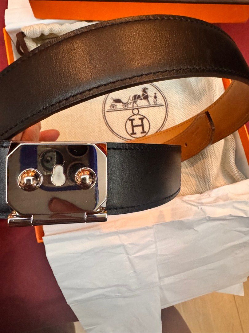 Authentic Hermes Belt (Category: Luxury Accessories) located in San Juan City. Submitted by jeni4 (Listing ID 1329285235, Image 3). Description: SUPER LAST PRICE 💯 % Authentic 80cm Black leather (brown/tan inside) Not reversible Limited edition with box and pouch.
