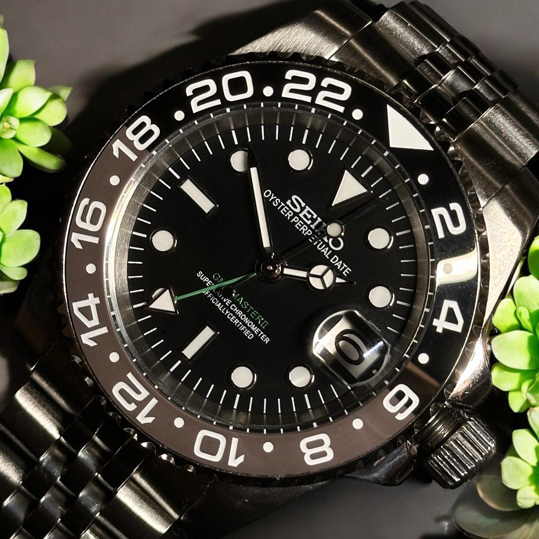 CUSTOMISABLE Seiko GMT master ii bruce wayne mod jubilee bracelet 41mm waterproof automatic watch men s watch women s watch seiko mod gmt master 2