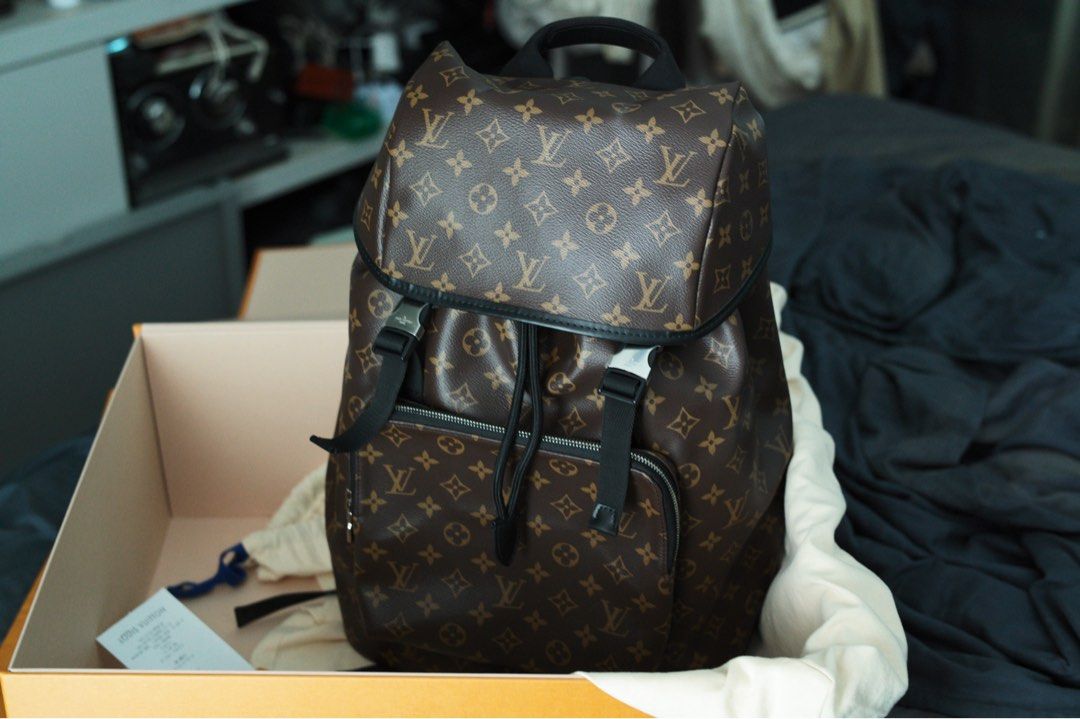 louis vuitton backpack zach Zack Monogram Macassar Canvas Bag drawstring closing Louis vuitton backpack zach, Luxury,