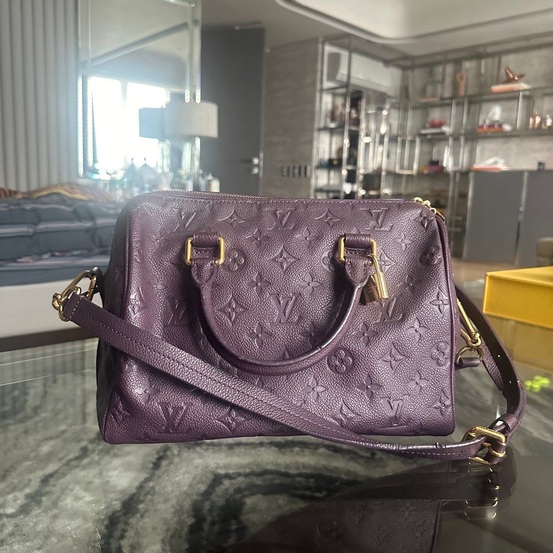 Louis Vuitton Monogram Empreinte Speedy 25 Purple Shoulder Bag