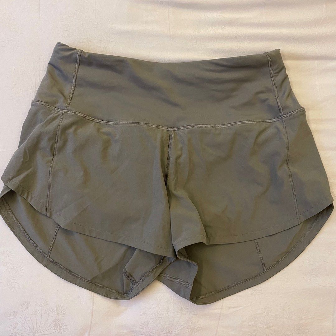 Lululemon speed up 2.5 shorts in olive green Women s Fashion Activewear on Carousell