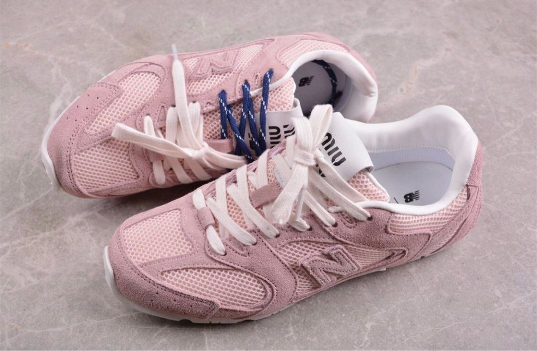 Miu Miu x new balance pink shoes, Women's Fashion, Footwear