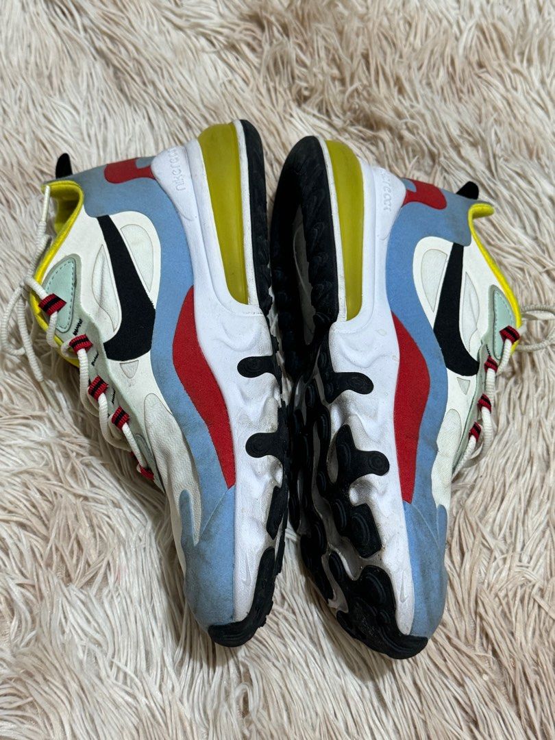 NIKE AIRMAX 270 REACT ORIGINAL!!! (Category: Sneakers) located in Quezon City. Submitted by sa_cci (Listing ID 1329263347, Image 2). Description: FOR SALE: ORIGINAL NIKE AIRMAX 270 REACT Us 10mens 27cm Rarely used (less than 5x) Needs cleaning lang No box kasi naka shoe rack display ☺️ Money back x2 if proven fake Bought @ nike store worth ₱7500 Selling @ ₱3000 Pm for more questions MOP GCASH/BPI MOD J&T or SDD Lalamove/Grab 📍Mandaluyong .