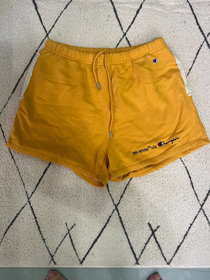OFF WHITE x CHAMPION SHORTS YELLOW M Carousell