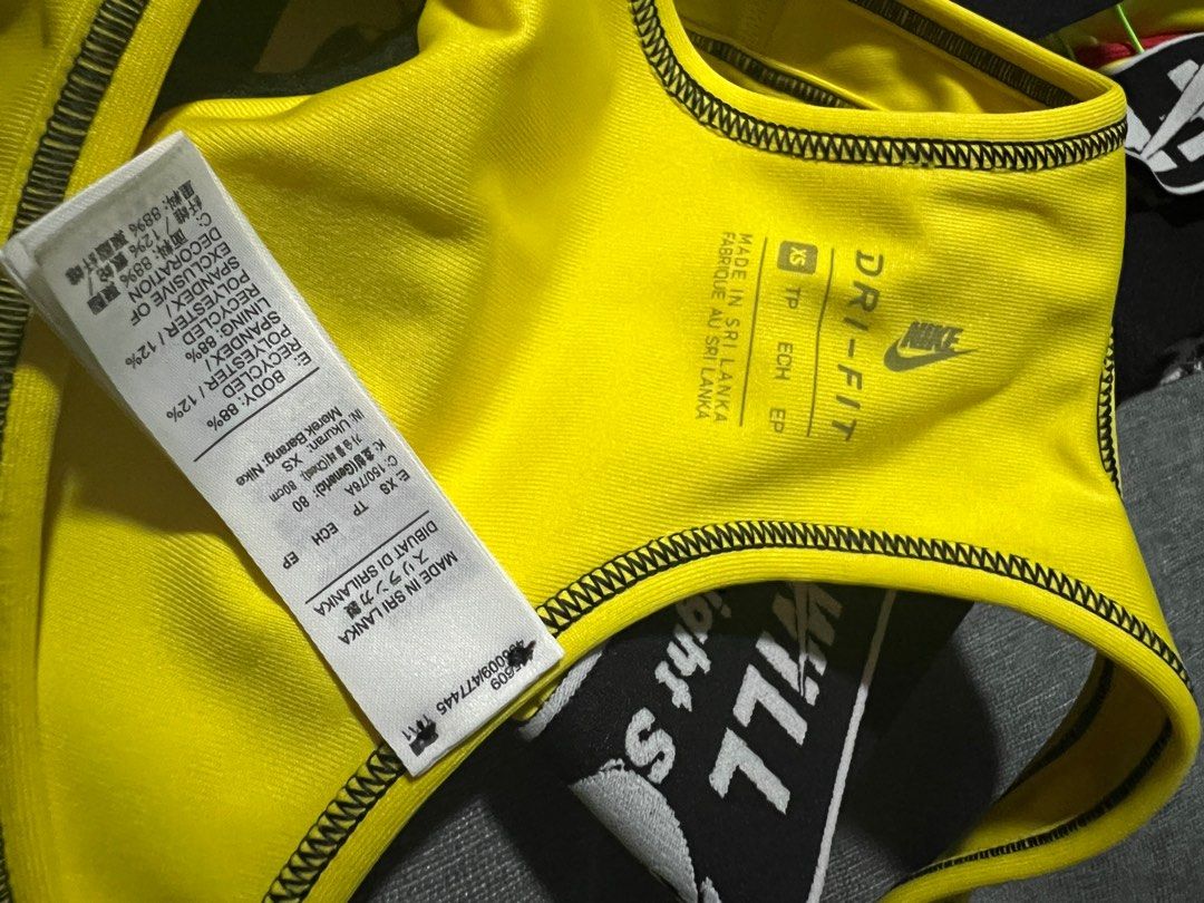 off white x nike yellow sports bra