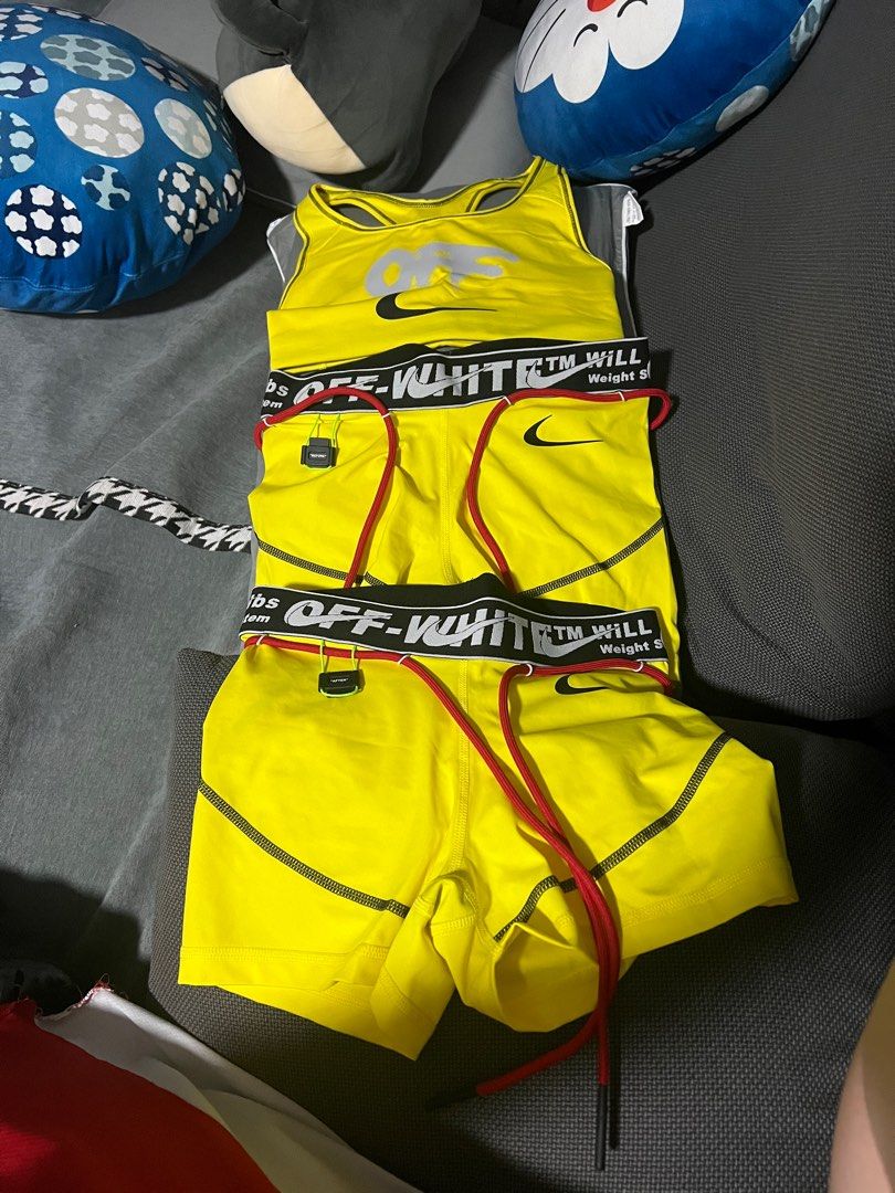 off white x nike yellow sports bra