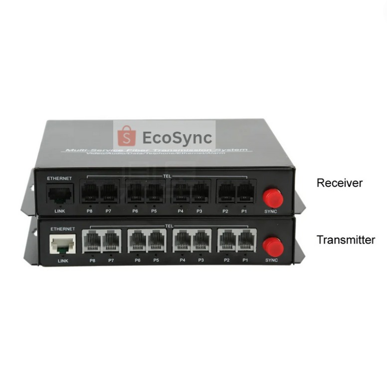 8 POTS (RJ11) Over Fiber Telephone Line Extender Media Converter 20km ...