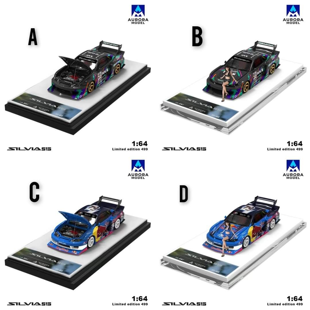 Preorders 1/64 Aurora Model Silvia S15 Silhouette LBWK Redbull HKS ...
