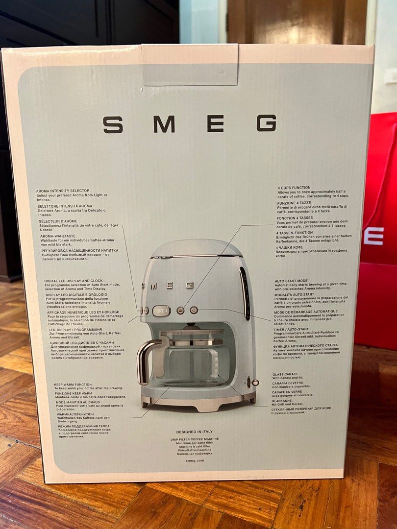 Smeg drip coffee maker (Category: Coffee Machines & Makers) located in Manila. Submitted by keepingthingsclean (Listing ID 1329197484, Image 2). Description: SMEG Drio Coffee Filter Maker Condition: New/ unused Color: Red Smeg is selling this for P16,995.00 Rfs: unused/ not needed Location: Ortigas Low ballers not welcome.