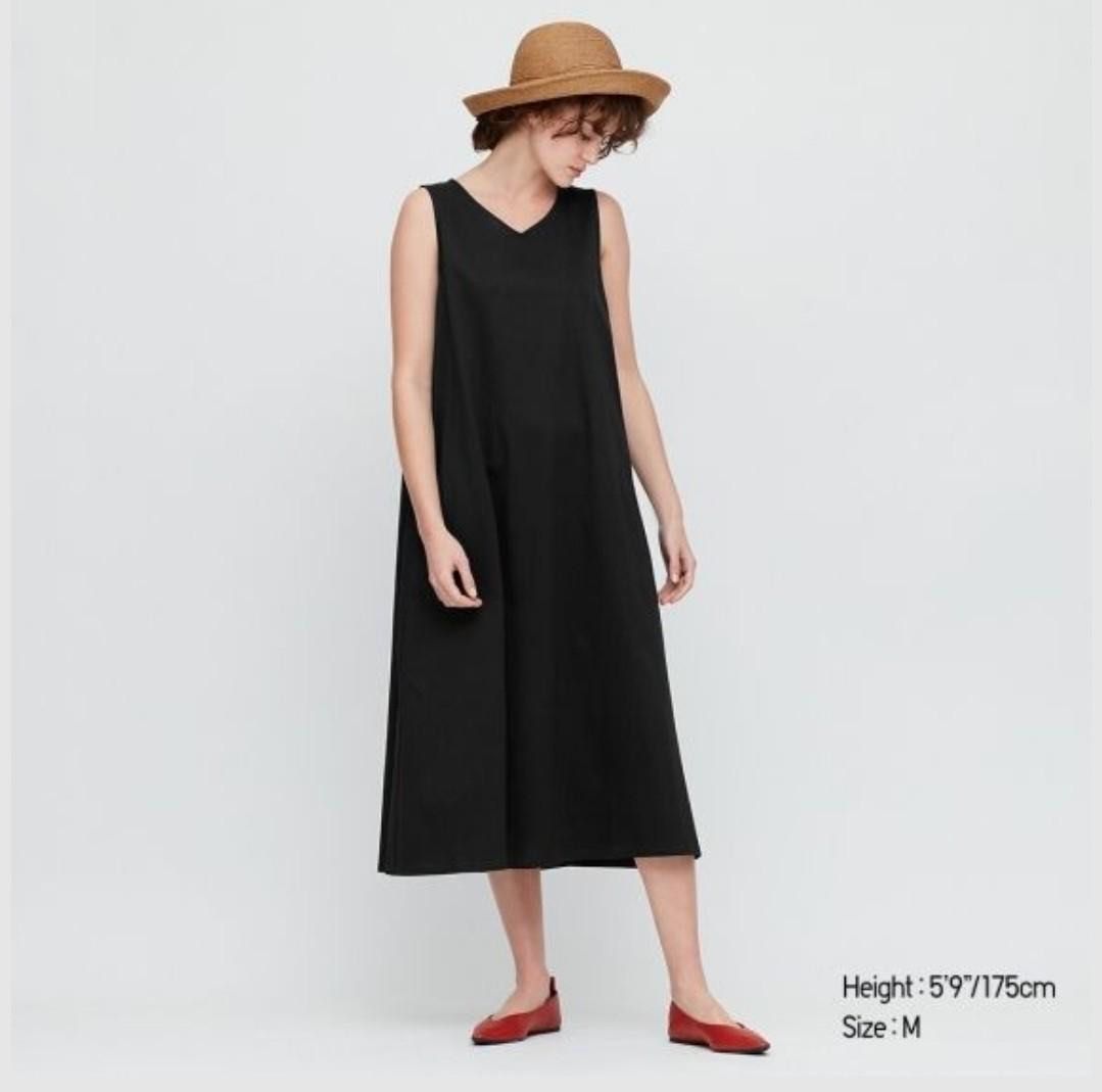 uniqlo a line linen dress Women's Linen-Blend Sleeveless A-Line Long Dress